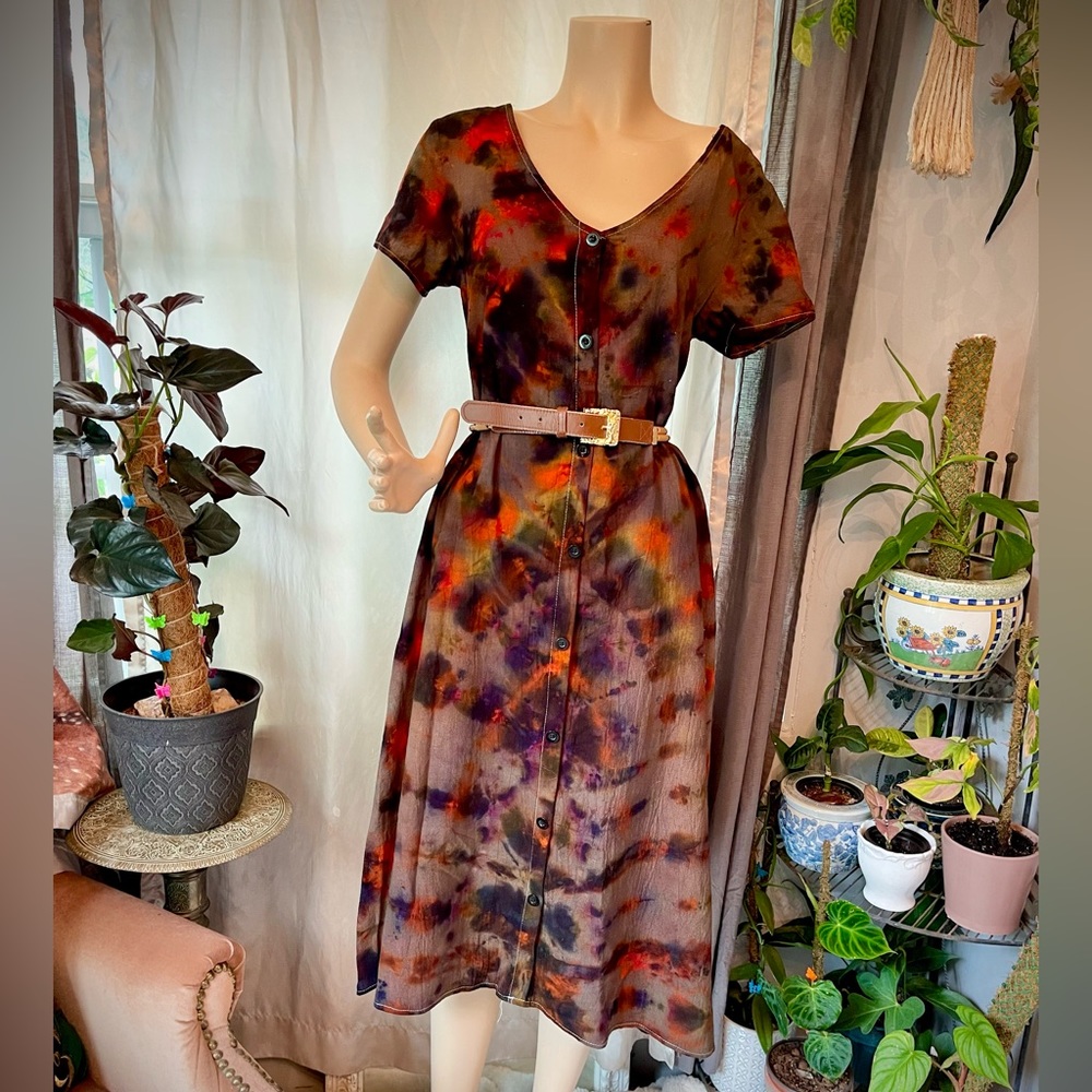 Hand dyed vintage cotton dress